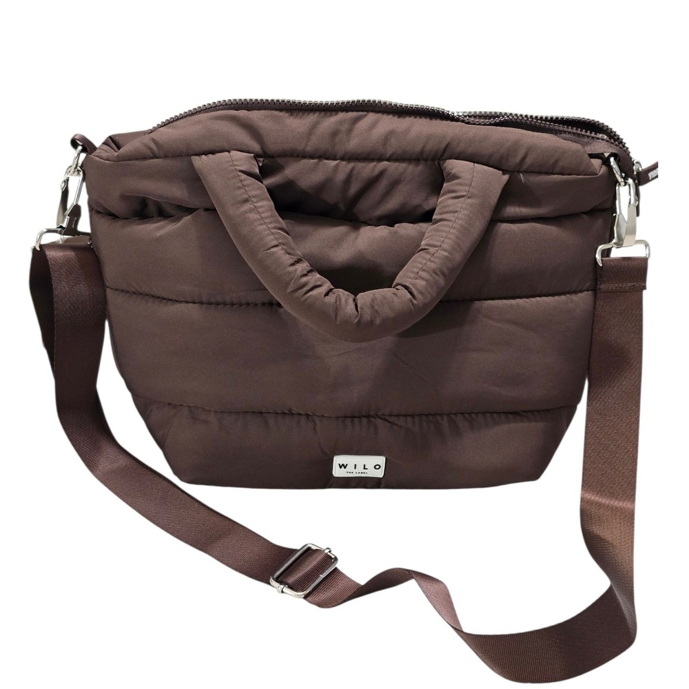 Wilo The Label Mini Two Strap Puffer Tote Bag Espresso Brown Crossbody ESPMINI